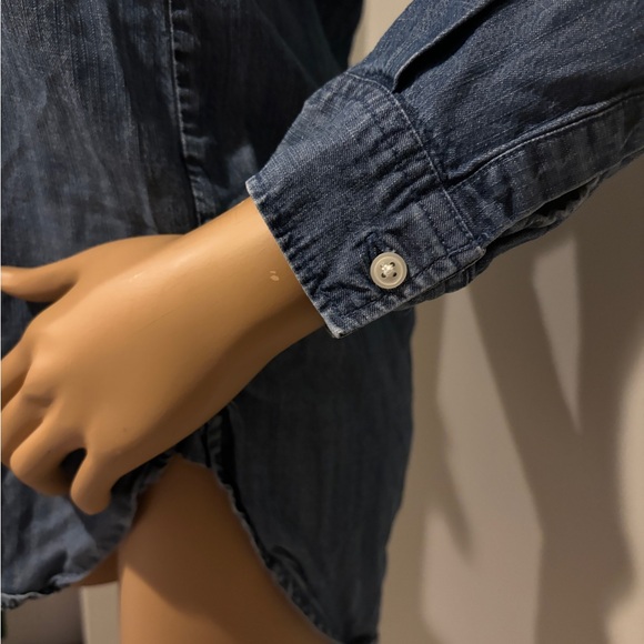 Chambray Denim Long Sleeve Pullover - Picture 2 of 5